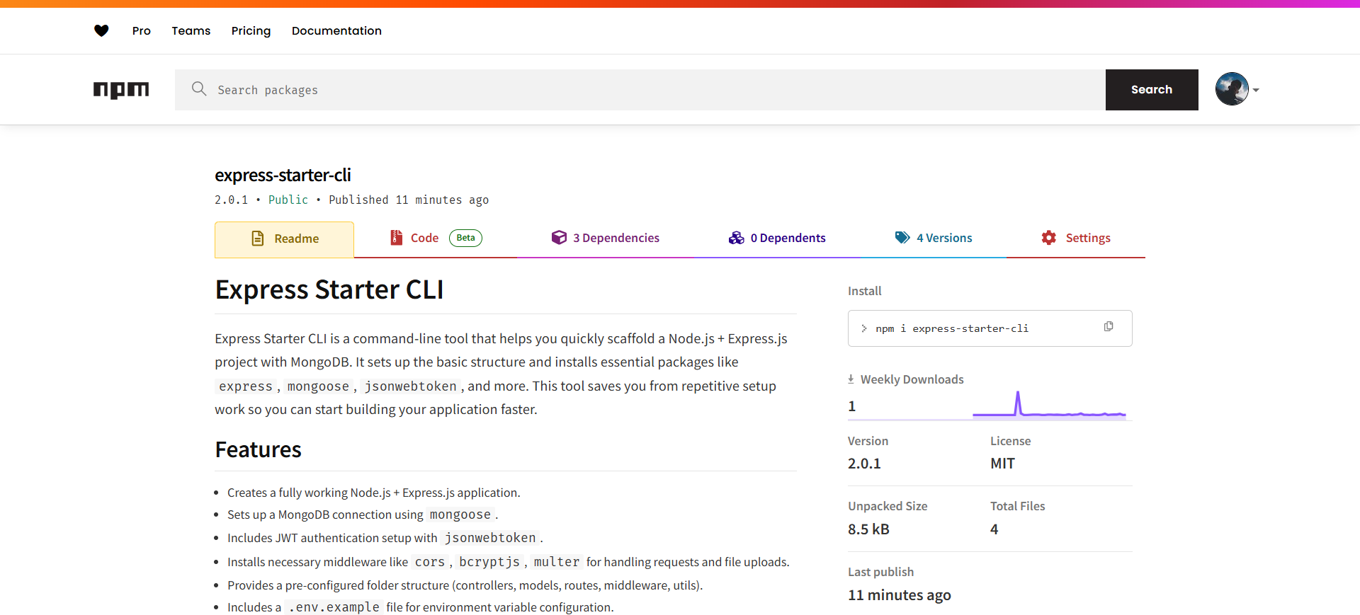 Express App Generator CLI